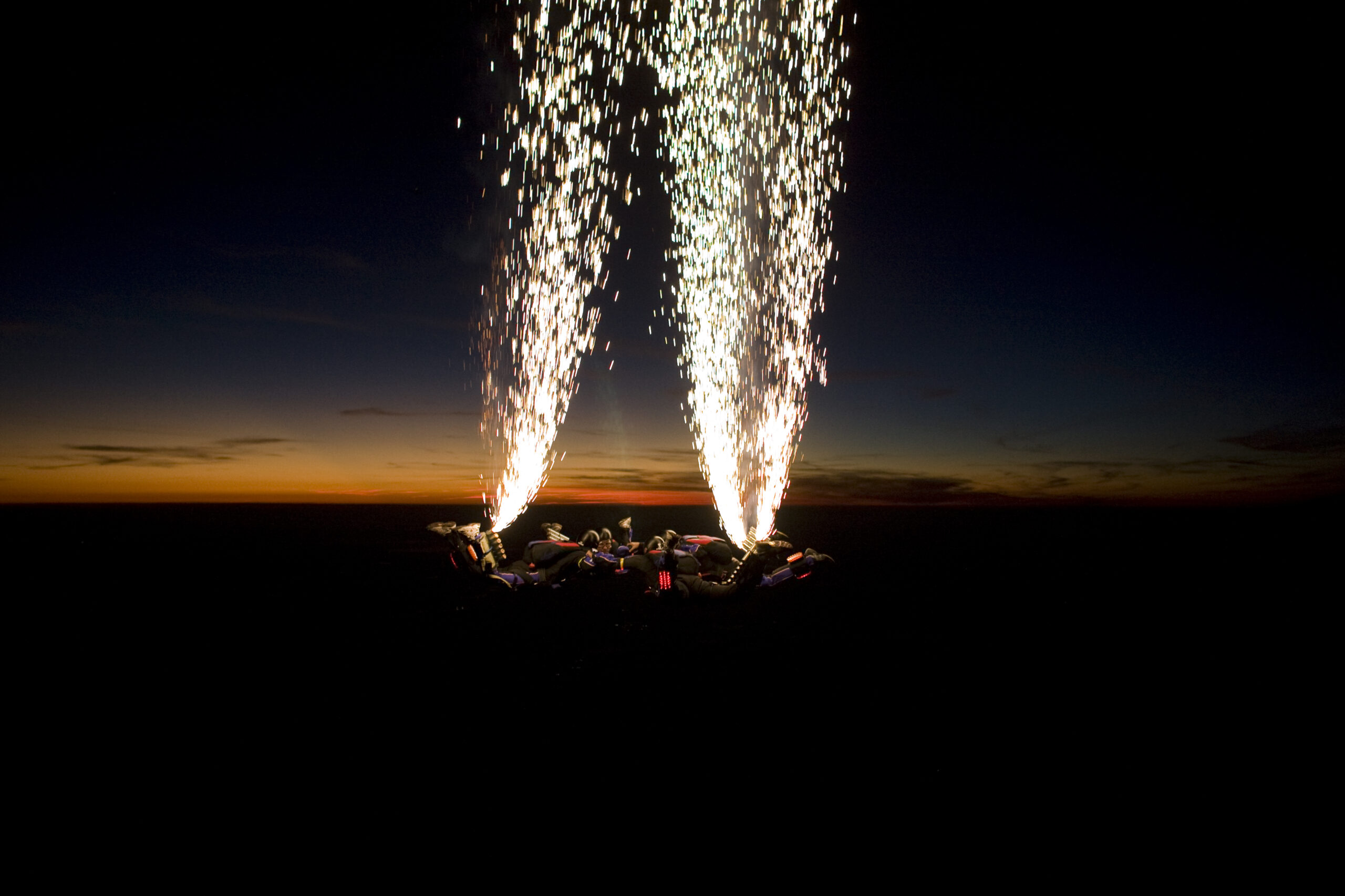 pyrotechnic skydive, baseball event, football event, fireworks show